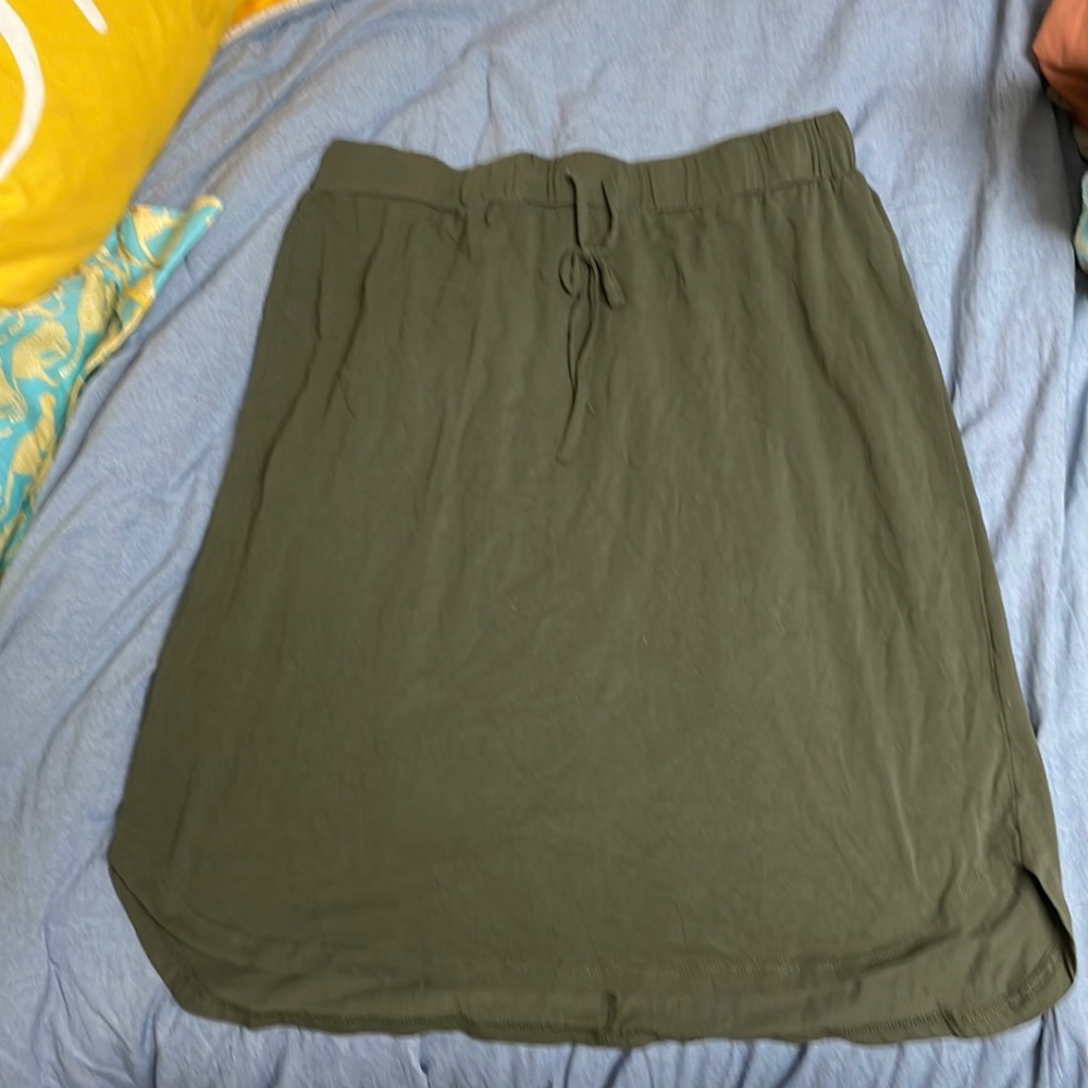 army green skirt, 2X, knee-length, by Tickled Teal